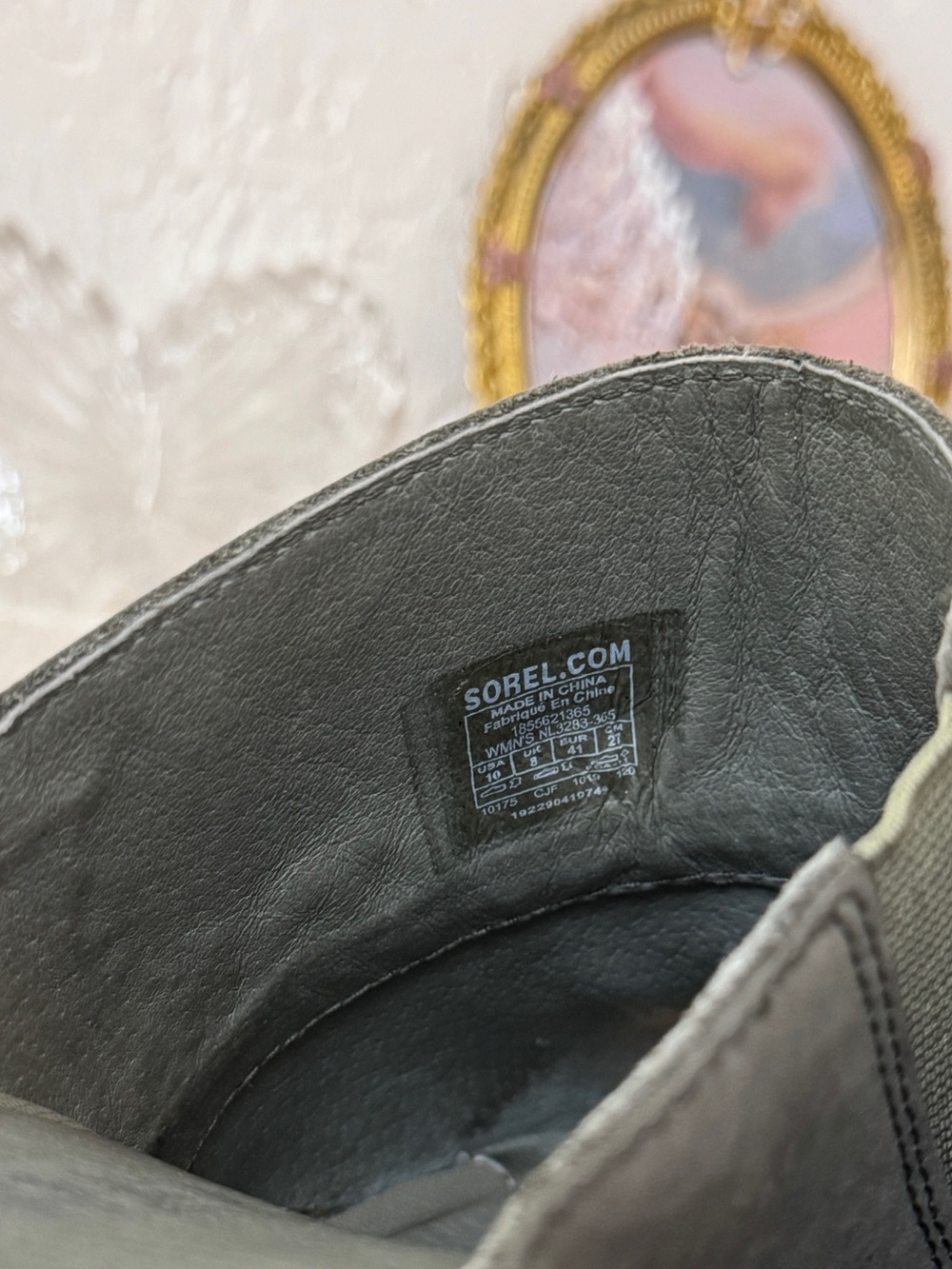 Sorel Kinetic Olive Green Nubuck Slide Mules Lug Sole Comfort Sandals Size 10 - Picture 6 of 12